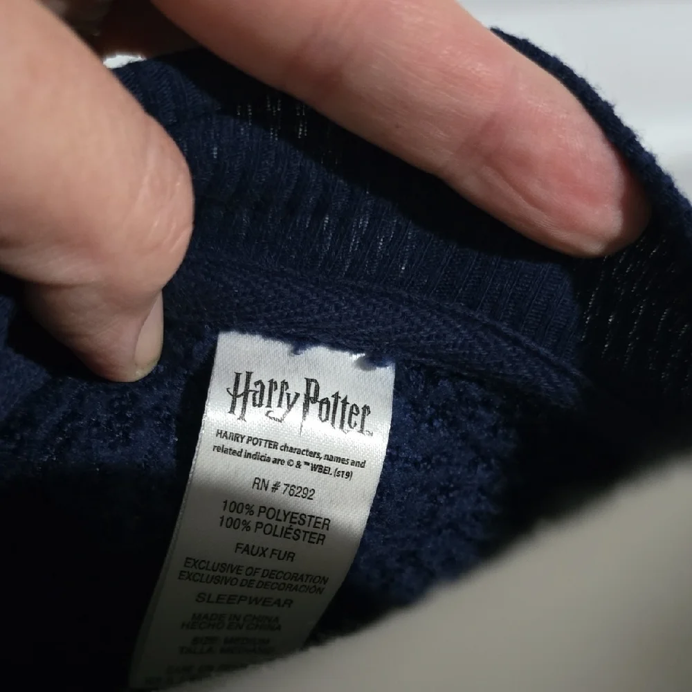 Women's Harry Potter Navy Fleece Pajama‎ Top with Embroidered Crest Size Medium